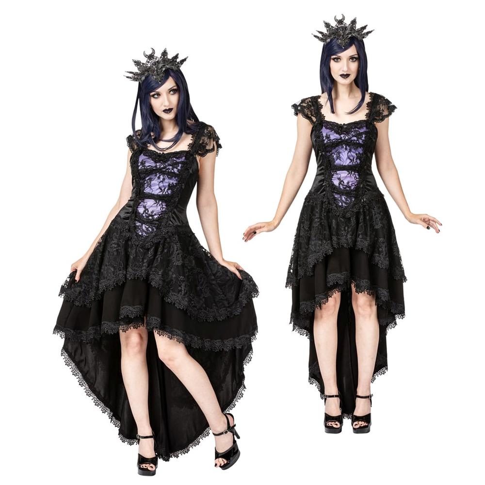 Sinister - 1310 Lange jurk - Zwart/Lila